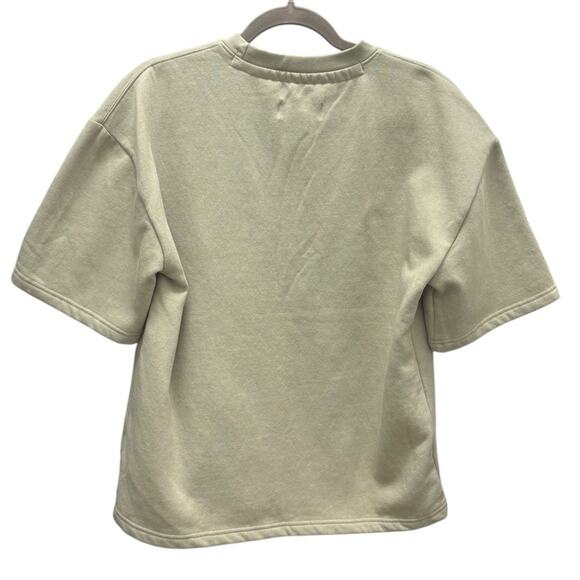 American Garage Oversized Sage Green Short Sleeve Fleece Sweatshirt Small NWOT - Picture 2 of 7